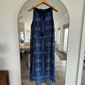 Lucky Brand Blue Patterned Paisley Midi Dress